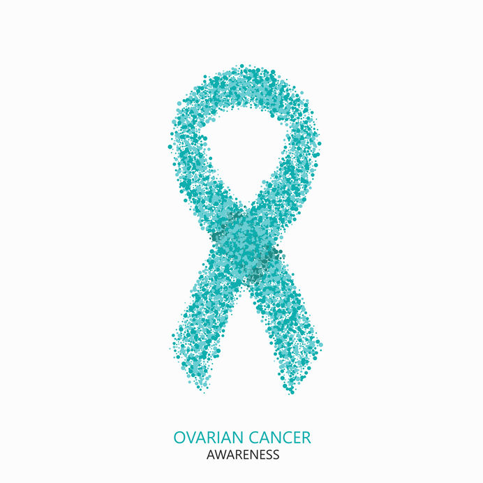 Vector modern ovarian cancer awareness circles design. Teal ribbon isolated on white background